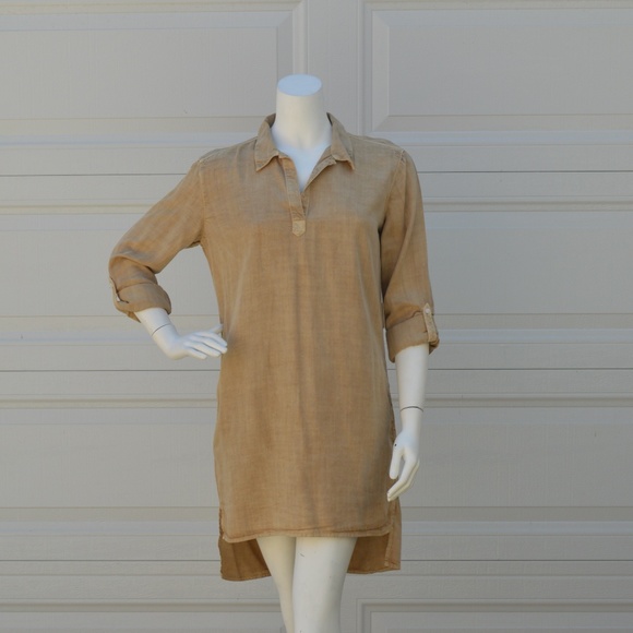 Sneak Peek Tunic Shirt Dress (Khaki) - Picture 3 of 7